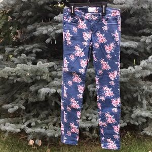 Flower print jeans